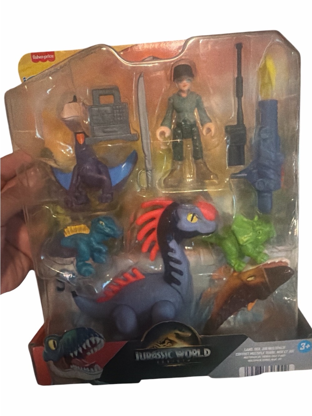 Fisher-Price Jurassic World Blue & Red Dinosaur Figure Playset with Ranger